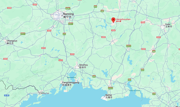 Location of the Pinglu Canal
